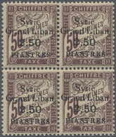 ** Syrien - Portomarken: 1923, 2.50pi. On 50c. Lilac-brown, Not Issued, Block Of Four, Unmounted Mint. - Syria