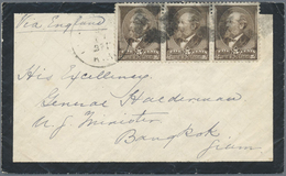 Br Thailand: 1883 Incoming Mourning Cover From Levenworth, Kansas, USA To Bangkok Via England, Naples A - Thailand