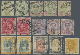 O Thailand: 1883-1910, 15 Classic Stamps With Unusual Cancellations Including Korat, Bangkok Paid, Coc - Thaïlande