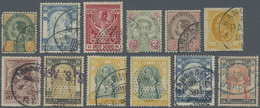 O Thailand: 1883-1910, 12 Classic Stamps With Unusual Cancellations Including Banpong, Singapore, Fine - Thailand