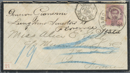 Br Thailand: 1895 Mourning Cover From Bangkok To Paris, Re-directed To Florence, Italy Franked By 1887 - Thailand
