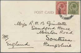 Br Thailand: 1905, 1 A Olive-green And 4 A Carmine, Tied By Double-circle SINGAPORE, JU 5 1905, On Ppc - Thailand