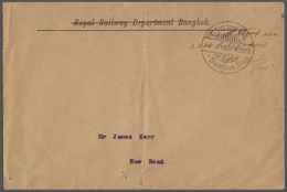 Br Thailand: 1907, Stampless Cover With Red Ms. "One Att Stamp Run / Short Postage Paid / Manit. PO5.„ - Thailand