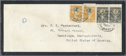Br Thailand: 1911 Mourning Cover From Bangkok To Cambridge, Mass., USA Franked By Two Singles Of Both 1 - Thailand