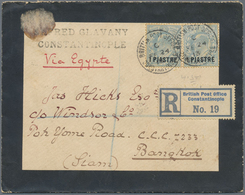 Br Thailand: 1912 Registered Mourning Cover From British P.O. Constantinople To Bangkok, Franked KEVII. - Thailand