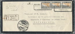 Br Thailand: 1926 Official Registered Airmail Mourning Cover From Bangkok To Copenhagen, DENMARK Franke - Thailand