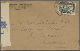 Br Thailand: 1941. Censored Envelope Addressed To San Francisco Bearing SG 294, 15s Grey And Blue Tied - Thailand