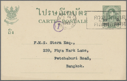 GA Thailand - Ganzsachen: 1942 Postal Stationery Card 2 On 3s. Green, Addressed Locally To F.M.S. Stern - Thailand
