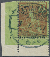 O Thailand - Stempel: SIAMESE POST OFFICES IN CAMBODIA 1907. Indo-China SG 36, 20c Green/red (bottom L - Thaïlande