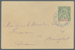GA Thailand - Besonderheiten: 1904. Indo-China Postal Stationery Envelope 5c Green Cancelled By Ligue D - Thaïlande