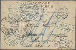 Thailand - Besonderheiten: 1908, Postcard Mailed Unfranked From Cologne/Germany To Bangkok, Struck W - Thailand