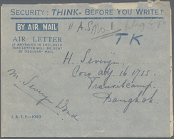 Br Thailand - Besonderheiten: 1945, LIBERATED DUTCH P.O.W.’s. BURMA-THAI RAILWAY. Blue Air Letter Endor - Thailand