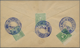 Br Tibet: 1912, 1/6 T. Bluish Green (3, Inc. Bottom Left Corner Copy) Tied Blue Intaglio „LHASA P.O.“ T - Andere-Azië