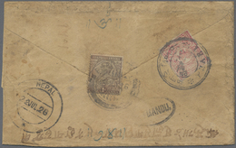 Br Tibet: 1926 Registered Cover From Phari To Kathmandu, Nepal, Franked On The Back By Tibet 2/3t. Carm - Autres - Asie