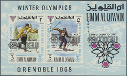 ** Umm Al Qaiwain: 1968, Olympic Games Mexico, Souvenir Sheet With INVERTED OVERPRINT, Unmounted Mint, - Umm Al-Qaiwain