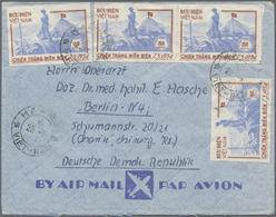 Br Vietnam-Nord (1945-1975): 1954, Airmail-envelope With 4x Dien-Bien-Phu 150 D Imperforated (pair And - Viêt-Nam