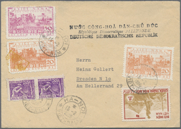 Br Vietnam-Nord (1945-1975): 1955 Agrar-reform 20 D Two Different Shades, One With Yellow Barr-overprin - Viêt-Nam