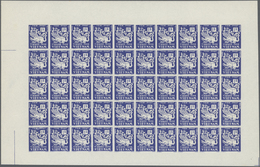 ** Vietnam-Süd - Portomarken: 1952. 1$ Bleu Dragon. Panneau Complet De 50 Non Dentelés. Sans Couleur Ar - Viêt-Nam