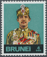 (*) Brunei: 1974, Sultan Hassanal Bolkiah 10s. Imperforate COLOUR TRIAL Affixed To Official Printers Car - Brunei (1984-...)
