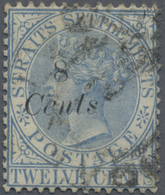 O Malaiische Staaten - Straits Settlements: 1884 "8 Cents" On 12c. Blue, WATERMARK INVERTED, Used And - Straits Settlements