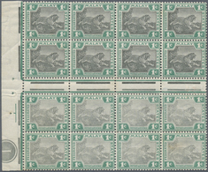 **/* Malaiischer Staatenbund: 1901, Tiger Definitive With Wmk. Crown CA 1c. In Gutter Block Of 16 With Up - Federated Malay States
