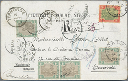 Br Malaiischer Staatenbund: 1903, 4 X 1 C Grey-brown/green And 5 C Green/carmine On Yellow, Mixed Frank - Federated Malay States