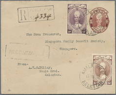 GA Malaiische Staaten - Kelantan: 1937 Postal Stationery Envelope 5c. Brown Used Registered From Kuala - Kelantan