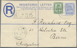 GA Malaiische Staaten - Trengganu: 1926 Postal Stationery Registered Envelope 10c. Used To Switzerland, - Trengganu