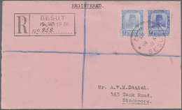 Br Malaiische Staaten - Trengganu: 1931 BESUT P.O.: Registered Cover To Singapore Franked By 1921-26 10 - Trengganu