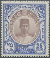 * Malaiische Staaten - Trengganu: 1921, Sultan Suleiman $25 Purple And Blue With Mult. Script CA Wmk. - Trengganu