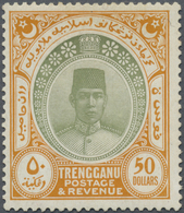 * Malaiische Staaten - Trengganu: 1921, Sultan Suleiman $50 Green And Yellow With Mult. Script CA Wmk. - Trengganu