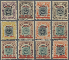 * Brunei: 1906, Labuan Stamps With Red Opt. 'BRUNEI' Complete Set Of 12 Mint Hinged And Some Gum Fault - Brunei (1984-...)