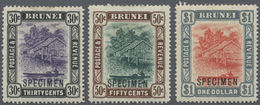 * Brunei: 1907, 'Huts And Canoe' Complete Set Of 11 With Black SPECIMEN Opt., Mint Hinged, SG. £ 300 - Brunei (1984-...)