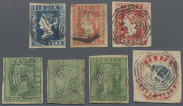 O Malaiische Staaten - Straits Settlements: 1854-55: Group Of Seven Indian QV Stamps, Litho/Typo, Used - Straits Settlements