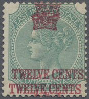 * Malaiische Staaten - Straits Settlements: 1867 QV 12c. On 4a. Green, SURCHARGE DOUBLE, Mint With Lar - Straits Settlements