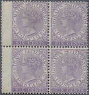 /* Malaiische Staaten - Straits Settlements: 1867-72 QV 6c. Lilac, Wmk Crown CC, Block Of Four With Win - Straits Settlements