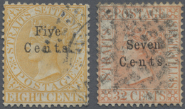 O Malaiische Staaten - Straits Settlements: 1879 5c. On 8c. Orange And 7c. On 32c. Pale Red Both Used, - Straits Settlements