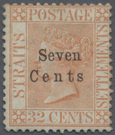 * Malaiische Staaten - Straits Settlements: 1879 "Seven Cents" On 32c. Pale Red With Overprint Variety - Straits Settlements