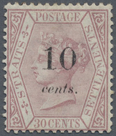 * Malaiische Staaten - Straits Settlements: 1880 10c. On 30c. Claret, Optd. Type (a), Mounted Mint Wit - Straits Settlements