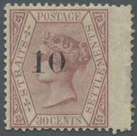 * Malaiische Staaten - Straits Settlements: 1880 10 On 30c. Claret, Optd. Type (a), Mounted Mint With - Straits Settlements