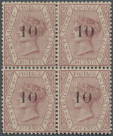 /* Malaiische Staaten - Straits Settlements: 1880 "10" On 30c. Claret, Ovpt. Type (a), Block Of Four, M - Straits Settlements
