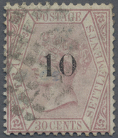 O Malaiische Staaten - Straits Settlements: 1880 "10" On 30c. Claret, Ovpt. Type A, WATERMARK INVERTED - Straits Settlements