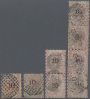 O Malaiische Staaten - Straits Settlements: 1880 "10" On 30c. Claret, Eight Stamps Including Four Stam - Straits Settlements