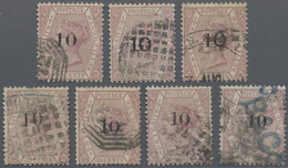 O Malaiische Staaten - Straits Settlements: 1880 "10" On 30c. Claret, Set Of Seven With All The Overpr - Straits Settlements