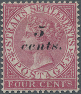 * Malaiische Staaten - Straits Settlements: 1882, 5c. On 4c. Rose, Fresh Colour, Well Perforated, Mint - Straits Settlements