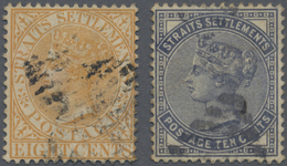 O Malaiische Staaten - Straits Settlements: 1882 QV 8c. Orange And 10c. Slate, Wmk Crown CA, Both With - Straits Settlements