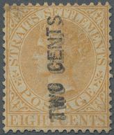 * Malaiische Staaten - Straits Settlements: 1883, TWO CENTS On 8c. Orange, DOUBLE OVERPRINT, Unused Wi - Straits Settlements