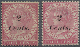 (*) Malaiische Staaten - Straits Settlements: 1883 2c. On 4c. Rose, Variety "s" Of "Cents" Inverted, Unu - Straits Settlements