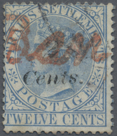 O Malaiische Staaten - Straits Settlements: 1883 "2 Cents." On 12c. Blue, Variety "s" Of "Cents" Inver - Straits Settlements