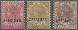 Malaiische Staaten - Straits Settlements: 1883-91 QV 2c. Rose, 4c. Brown And 12c. Brown-purple All W - Straits Settlements